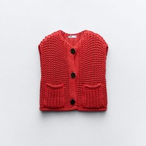Zara red chunky knit vest size medium, never worn